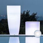 GRAND POT DE FLEURS LUMINEUX ROND HAUT H90 RÉSINE LAMPE BLANCHE MADE IN ITALY