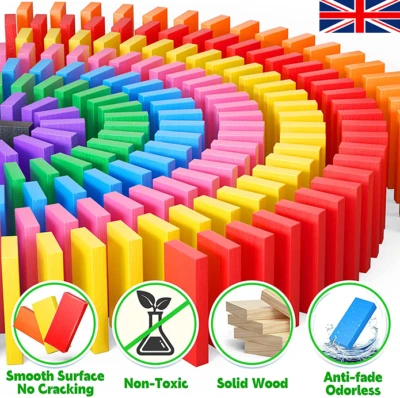 480pcs Dominoes for Kids, Wooden Dominos Set +1 Storage Bag, Bulk Building Gifts - Image 1 of 4