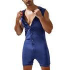 Classic Male Bodysuit Underwear Solid Color Stretch Sleeveless Jumpsuit