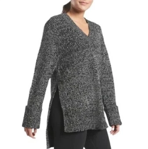 Maglione oversize lana scollo a V Athleta Shasta taglia S nuovo con etichetta nero marmorizzato - Foto 1 di 9