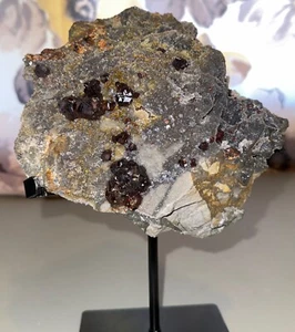 Red Sphalerite/Black Chalcedony Specimen,Quartz Crystal,Metaphysical,Decor,Gem - Foto 1 di 20
