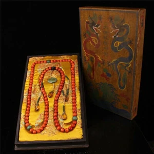 19.69" Collect lacquerware box & Chinese red Coral beads “Chaohzhu” Necklace - Picture 1 of 9