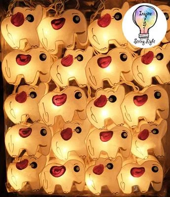 WHITE ELEPHANT LANTERN FAIRY STRING LIGHTS PARTY KID BEDROOM HOME CHILD DECOR  - Image 1 of 4