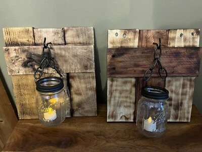 RUSTIC WALL CANDLE SCONCE SET - Image 1 of 3