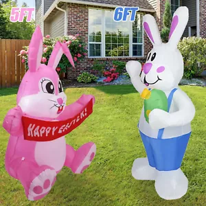 5/6FT Inflatable Easter Bunny Decoration Blow Up Easter Yard Holiday Party Decor - Picture 1 of 17