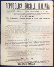 RSI “IL DUCE DELLA REPUBBLICA SOCIALE ITALIANA E CAPO DEL GOVERNO” manifesto