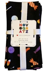 Juego de 4 servilletas de tela Novogratz Halloween 18x18 caramelo maíz calabaza negro - Imagen 1 de 12