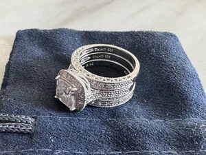 Silver Ring China 925 Set Of 3 Wedding Style SZ-8 - Picture 1 of 8