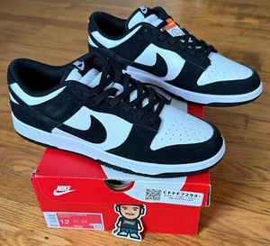 *READ* NEW DS NIKE DUNK LOW RETRO SE PANDA SUEDE BLACK WHITE SB FQ8249-100 SZ 12 - Picture 1 of 12