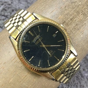 Vtg Seiko SQ Men 5Y23-8A69 Fashion Fluted Gold Tone Quartz Watch 8 1/4" Read! - Picture 1 of 10