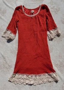 UMGEE USA Kleid Rost Tunika Loose Fit Baby Puppe Crinkle Häkeltop Gr. S - Bild 1 von 6