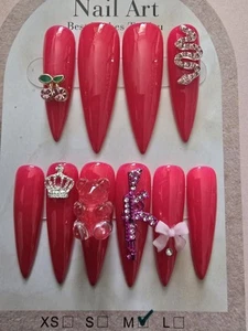 Pink Stiletto Press On Nails Size Medium - Picture 1 of 1