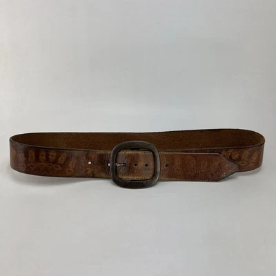 Cinturón de cuero hippie vintage hebilla de latón 36 pulgadas Foto 1 de 4