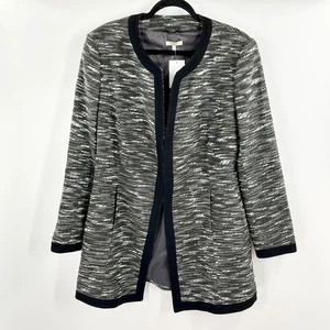 Cappotto Santorelli tweed linea lunga misto lana vergine verde nero taglia 14 - Foto 1 di 10