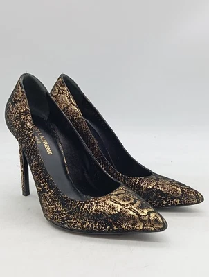 SAINT LAURENT Zapato Tacón Mujeres Tacones Talla EU 37.5 color oro-negro - Imagen 1 de 4
