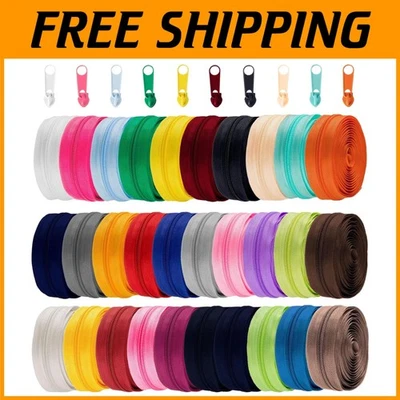 90 Yards Sewing Zippers, 30 Colors Nylon Coil, 300 Sliders - Image 1 of 4