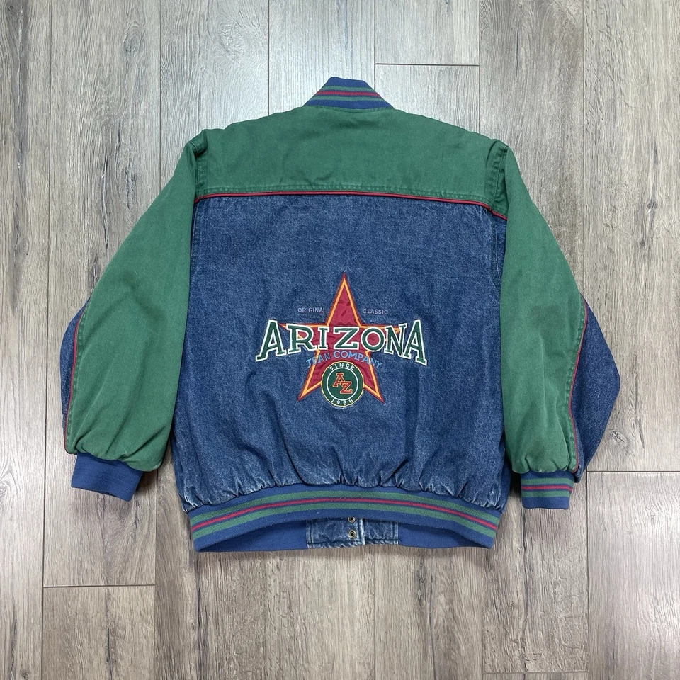 Chaqueta De Colección Arizona Jean Co Niños XL 16.5 Azul Verde Denim Bordado Bomber Foto 1 de 4