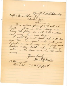 1894 Handwritten Letter to Alfred B. Chase, Esq. – Legal Correspondence, Hudson - Picture 1 of 2