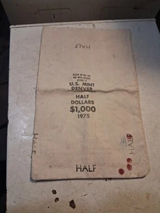 Vintage 19 1/2" High 1975 mezzo dollaro $1000 US MINT DENVER TELA PANNO BORSA BANCA  - Foto 1 di 10
