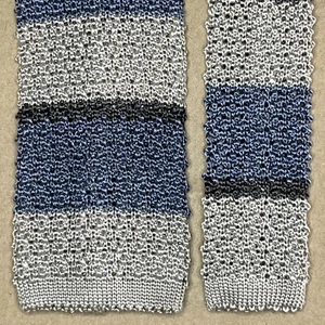 £150 CANALI MENS PALE BLUE & GREY/CHARCOAL KNIT STRIPED SILK TIE MADE ITALY Y8 - Picture 1 of 9