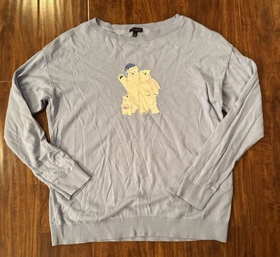 Suéter de invierno para mujer Talbots mezcla de algodón oso polar bordado talla M Foto 1 de 4