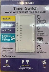 Lutron Maestro Countdown Timer Switch for Fans and Lights, 3A Fan/150W LED White - Picture 1 of 1
