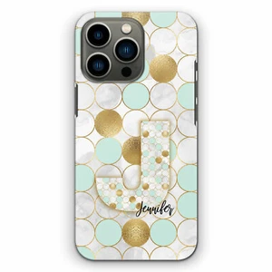 Personalised Phone Case For Motorola/OnePlus 8 Grey Marble Polka Dot Hard Cover - Picture 1 of 11