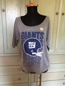 New Junk Food NFL New York NY Giants Football Gray Vintage Style Women's Top - M - Picture 1 of 9