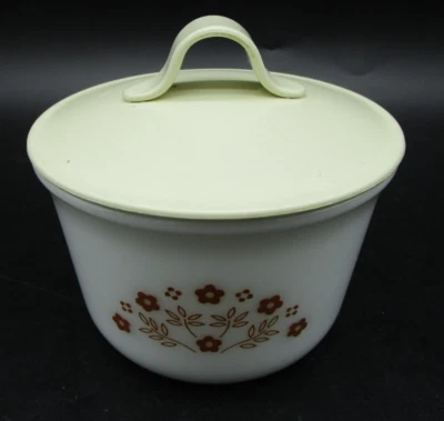 Vintage PYREX CORELLE Ginger Summer Impressions Sugar Bowl w/ Plastic Lid Cover - Image 1 of 4