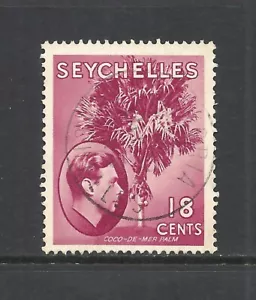 SEYCHELLES SCOTT 134 USED F/VF - 1938 18c ROSE RED ISSUE - KING GEORGE VI - Picture 1 of 2