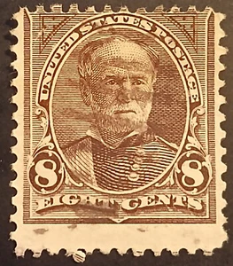 USA 1893 Scott #225 Stamp General William Tecumseh 8 cent Lilac Lot 350 - Picture 1 of 2