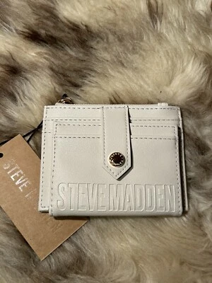 NUEVO CON ETIQUETAS Steve Madden Bhayden Estuche para Tarjetas Cartera - Hueso en Relieve Foto 1 de 4