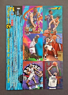 Hoja promocional de 6 tarjetas de baloncesto serie I Hoops 1995-96 sin cortar - Barkley, Stockton Foto 1 de 2