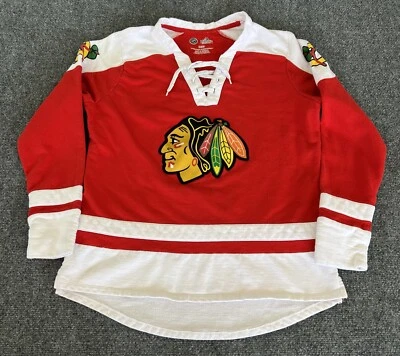 Camiseta deportiva de hockey Chicago Blackhawks roja blanca cuello de encaje para mujer mediana  Foto 1 de 4