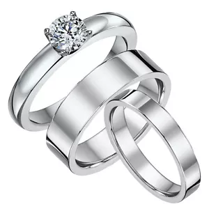 Titane Fiançailles & pour Lui Elle Plat Court 4&6mm Mariage Bague Bandeau - Bild 1 von 4