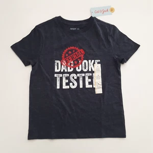 Cat & Jack Kids Size S (6/7) T-Shirt Dad Joke Tester Short Sleeve Heather Navy - Picture 1 of 6