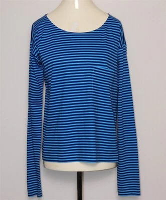 Women's PRADA Milano Italian Blue Striped Long Sleeve Pocket Shirt - Image 1 of 4