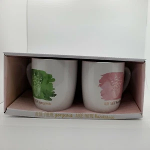 American Atelier 2-PC SET Ceramic Coffee Mugs Aloe there gorgeous Aloe handsome - Picture 1 of 12