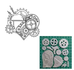 Steampunk Heart DIY Scrapbook Metal Cutting Dies Stencil Embossing Paper Craft - Picture 1 of 6
