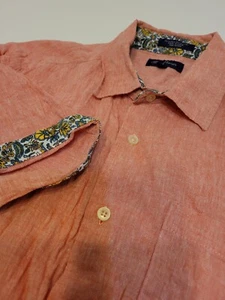 Alan Flusser red linen shirt, size XL, short sleeve - Picture 1 of 5