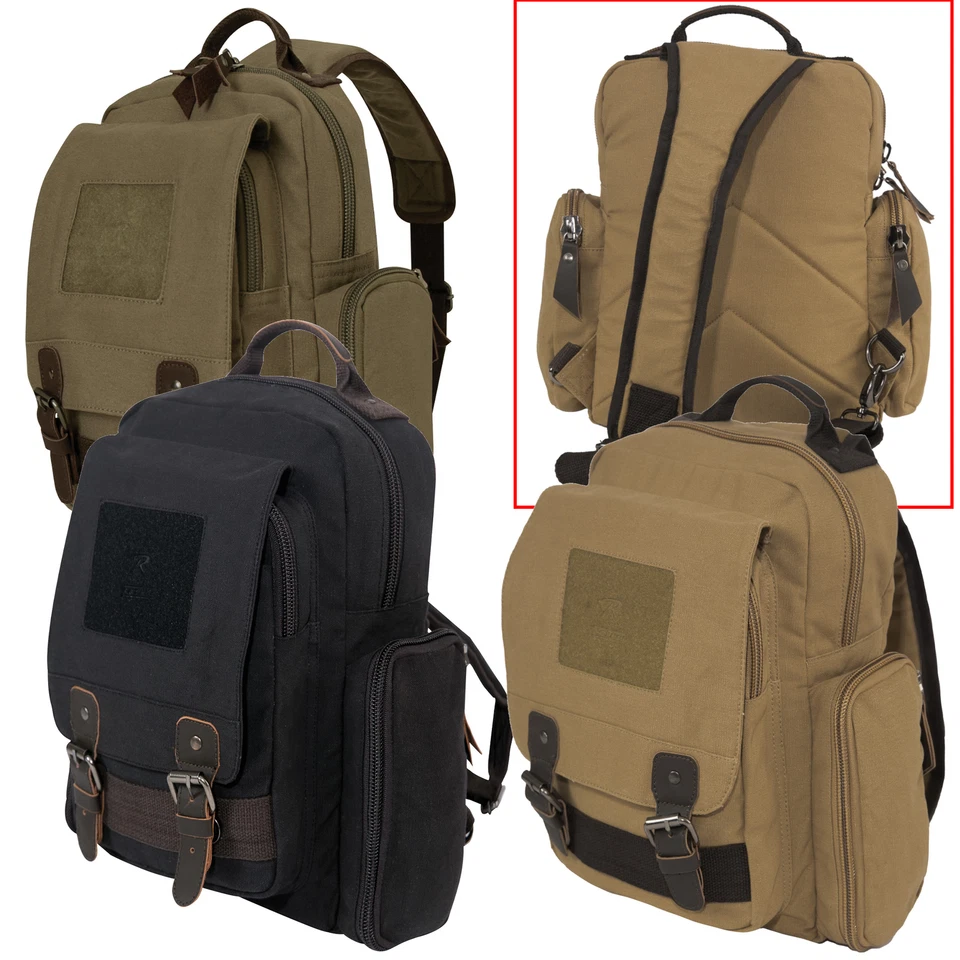 Vintage Canvas Sling Style Backpack - Hiking Travel School - Image 1 of 1