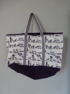 LANDS END XL Canvas Tote Shoulder Bag 25"x17"x10 PRINT WOLF MOOSE BEAR LANDS 30B - Picture 1 of 16
