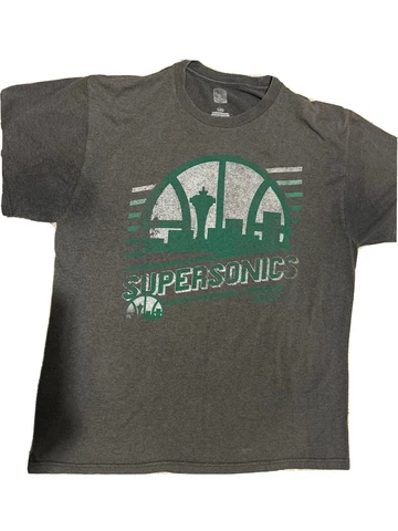 Seattle SuperSonics Vintage Gray T Shirt Medium Cover