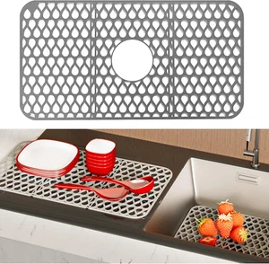 Silicone Sink Mat 26"x14" Non-Slip Protector for Kitchen & Bathroom Sink - Grey - Picture 1 of 12
