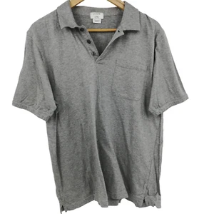 J Crew Gray Cotton Polo Shirt Size L Short Sleeve Collar Pocket Classic Pullover - Picture 1 of 6