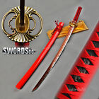 Épée unique Fire Hamon rouge 1095 acier samouraï japonais katana tranchante prête au combat