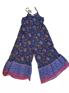 Natural Life L Zoe Floral Sleeveless Wide Leg Jumpsuit Romper Boho Floral Hippie - Picture 1 of 7