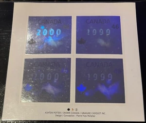 Canada 2000 Block Sheet Of 4 Dove Holograms 46c - Picture 1 of 1