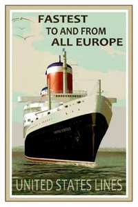 OCEAN LINERS 2175 SS United States 1950's Ad Reproduction 11 x 17 poster - Picture 1 of 4