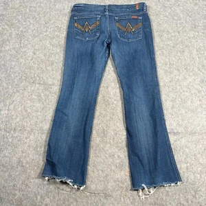 7 For All Mankind Men's Bootcut Jeans Size 32 'A' Pocket Distressed Blue Denim - Picture 1 of 8